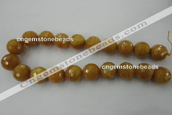 CYJ329 15.5 inches 20mm faceted round yellow jade beads wholesale