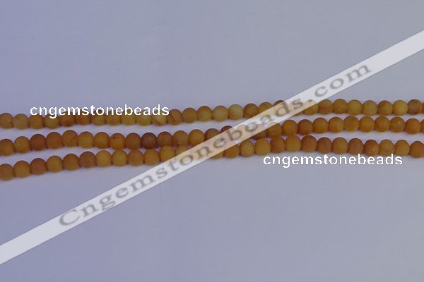 CYJ610 15.5 inches 4mm round matte yellow jade beads wholesale