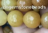 CYJ633 15.5 inches 10mm faceted round yellow jade beads wholesale