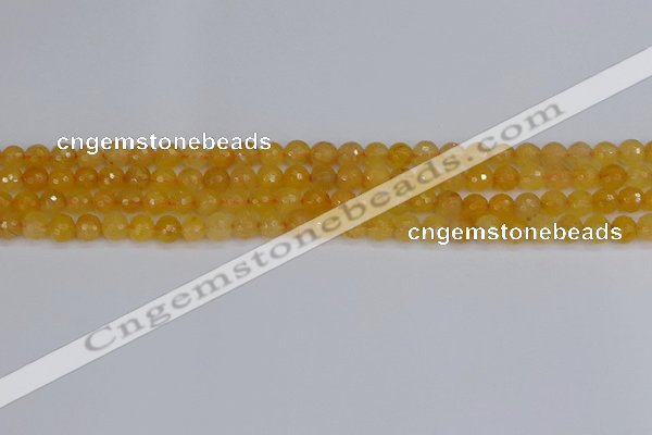 CYJ638 15.5 inches 4mm faceted round yellow jade beads wholesale