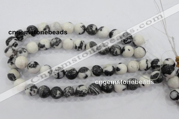 CZJ207 15.5 inches 16mm round black & white zebra jasper beads