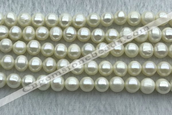 FWP60 15 inches 6mm - 7mm potato white freshwater pearl strands