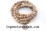 GMN7017 8mm matte picture jasper 108 mala beads wrap bracelet necklace