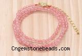 GMN7206 4mm faceted round tiny cherry quartz beaded necklace jewelry