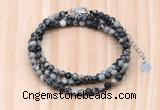 GMN7240 4mm faceted round tiny black water jasper beaded necklace jewelry