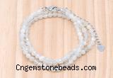 GMN7252 4mm faceted round tiny white moonstone beaded necklace jewelry