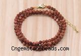 GMN7265 4mm faceted round goldstone beaded necklace jewelry