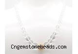 GMN7338 white crystal graduated beaded necklace & bracelet set