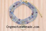 GMN7461 4mm faceted round fluorite beaded necklace with constellation charm
