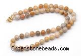 GMN7753 18 - 36 inches 8mm, 10mm round fossil coral beaded necklaces