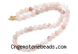 GMN7793 18 - 36 inches 8mm, 10mm round pink quartz beaded necklaces