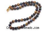 GMN7842 18 - 36 inches 8mm, 10mm round grade AA colorful tiger eye beaded necklaces