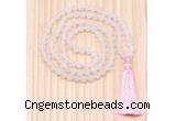 GMN8701 Hand-Knotted 8mm, 10mm Matte Rose Quartz 108 Beads Mala Necklace