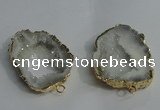 NGC136 30*40mm - 35*45mm freeform plated druzy agate connectors
