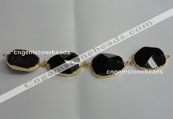 NGC152 25*30mm faceted freeform agate gemstone connectors