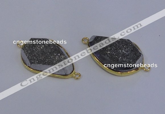 NGC1524 18*28mm freeform druzy quartz gemstone connectors wholesale