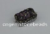 NGC1855 15*35mm - 22*30mm rectangle plated druzy amethyst connectors