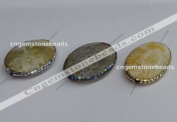 NGC1888 30*40mm - 30*45mm oval agate gemstone connectors