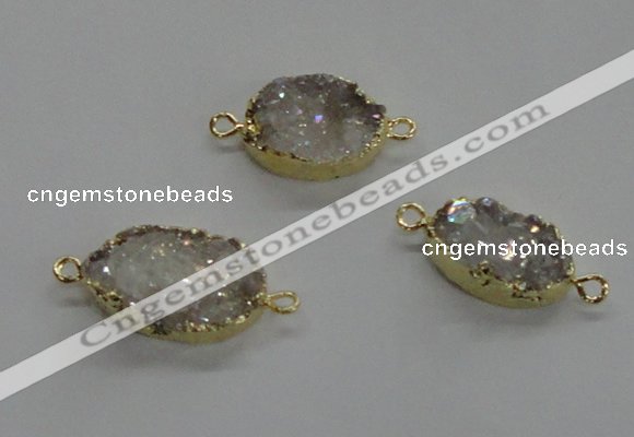 NGC270 10*15mm - 13*18mm freeform plated druzy agate connectors
