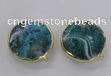 NGC299 35mm flat round agate gemstone connectors wholesale