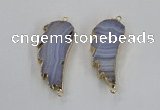 NGC322 16*35mm - 18*38mm wing-shaped agate gemstone connectors