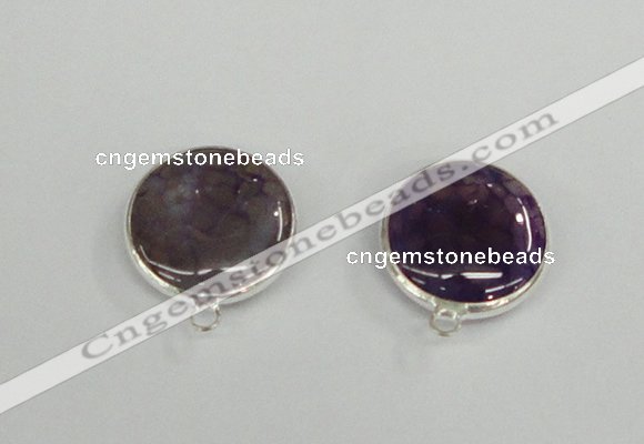 NGC380 18mm flat round agate gemstone connectors wholesale