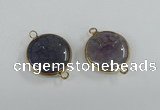 NGC396 18mm flat round agate gemstone connectors wholesale