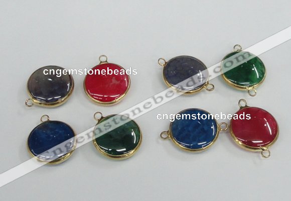 NGC400 18mm flat round agate gemstone connectors wholesale
