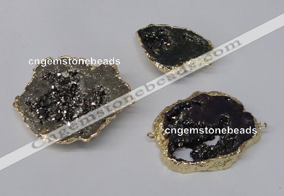 NGC487 25*35mm - 40*45mm freefrom plated druzy agate connectors
