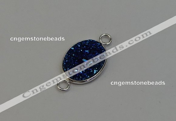 NGC5061 15*20mm oval plated druzy agate connectors wholesale