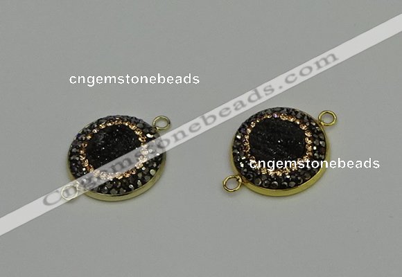 NGC5319 20mm - 22mm coin plated druzy agate connectors