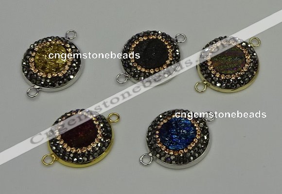 NGC5330 20mm - 22mm coin plated druzy agate connectors