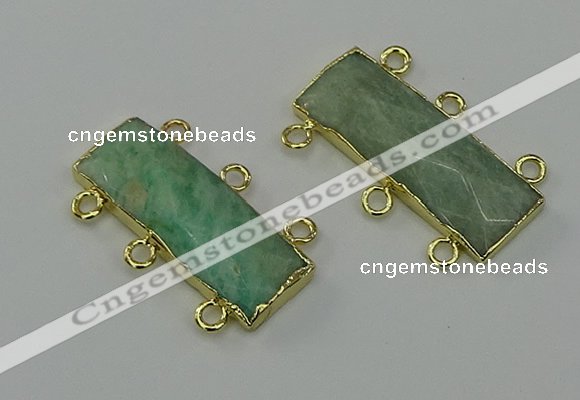 NGC5359 12*30mm - 15*30mm faceted rectangle amazonite connectors