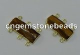 NGC5363 12*30mm - 15*30mm faceted rectangle yellow tiger eye connectors