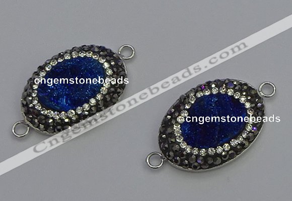 NGC5476 18*25mm oval plated druzy agate gemstone connectors
