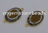 NGC5486 18*25mm oval plated druzy agate gemstone connectors