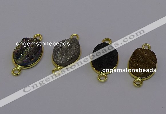 NGC5591 12*16mm oval plated druzy agate connectors wholesale