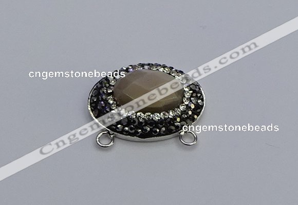 NGC5655 18*25mm faceted oval moonstone gemstone connectors