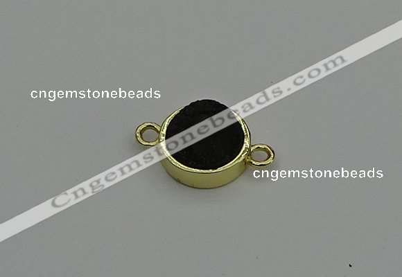 NGC5784 12mm coin plated druzy agate connectors wholesale
