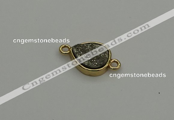 NGC5798 10*14mm flat teardrop plated druzy agate connectors