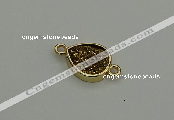 NGC5799 10*14mm flat teardrop plated druzy agate connectors
