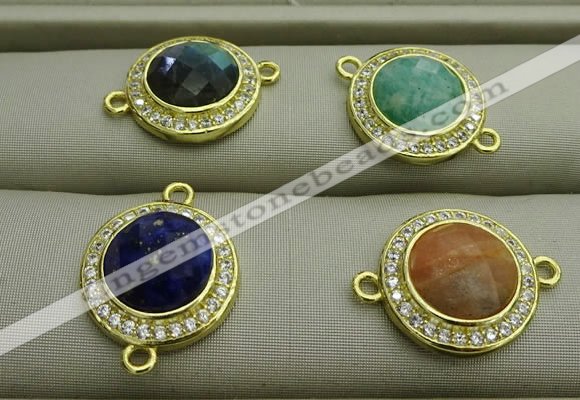 NGC6049 15mm coin mixed gemstone connectors wholesale
