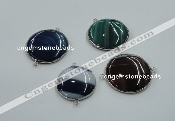 NGC63 30mm - 40mm flat round agate connectors wholesale