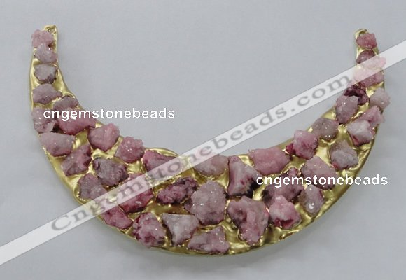 NGC671 80*120mm moon shaped druzy agate gemstone connectors