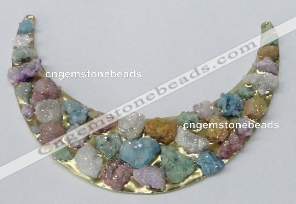 NGC674 80*120mm moon shaped druzy agate gemstone connectors