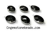 NGC7065 17*22mm faceted oval black agate connectors