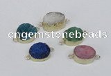 NGC865 15*20mm oval druzy agate gemstone connectors wholesale