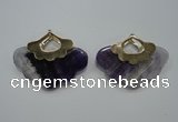 NGP1077 8*40*50mm amethyst gemstone pendants with brass setting