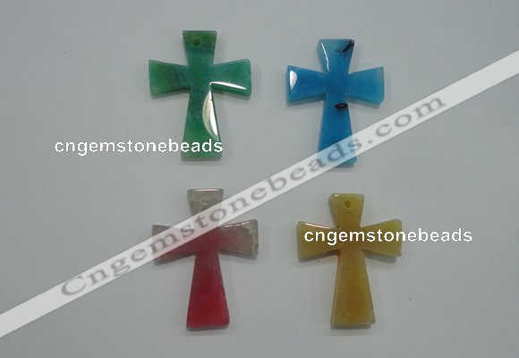 NGP1080 32*42mm cross agate gemstone pendants wholesale