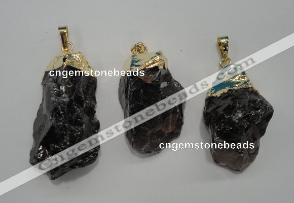 NGP1089 20*30mm - 25*50mm nuggets smoky quartz pendants